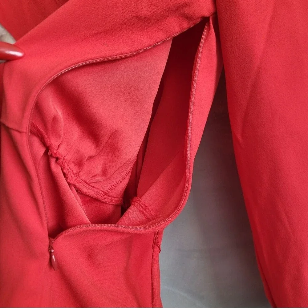J.Crew Drapey Faux Wrap Top Red NWT Sz 10 Tall Tie Waist